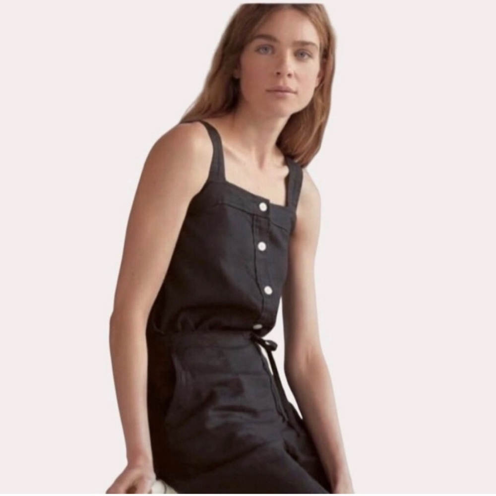 Everlane Linen Picnic Top in Black